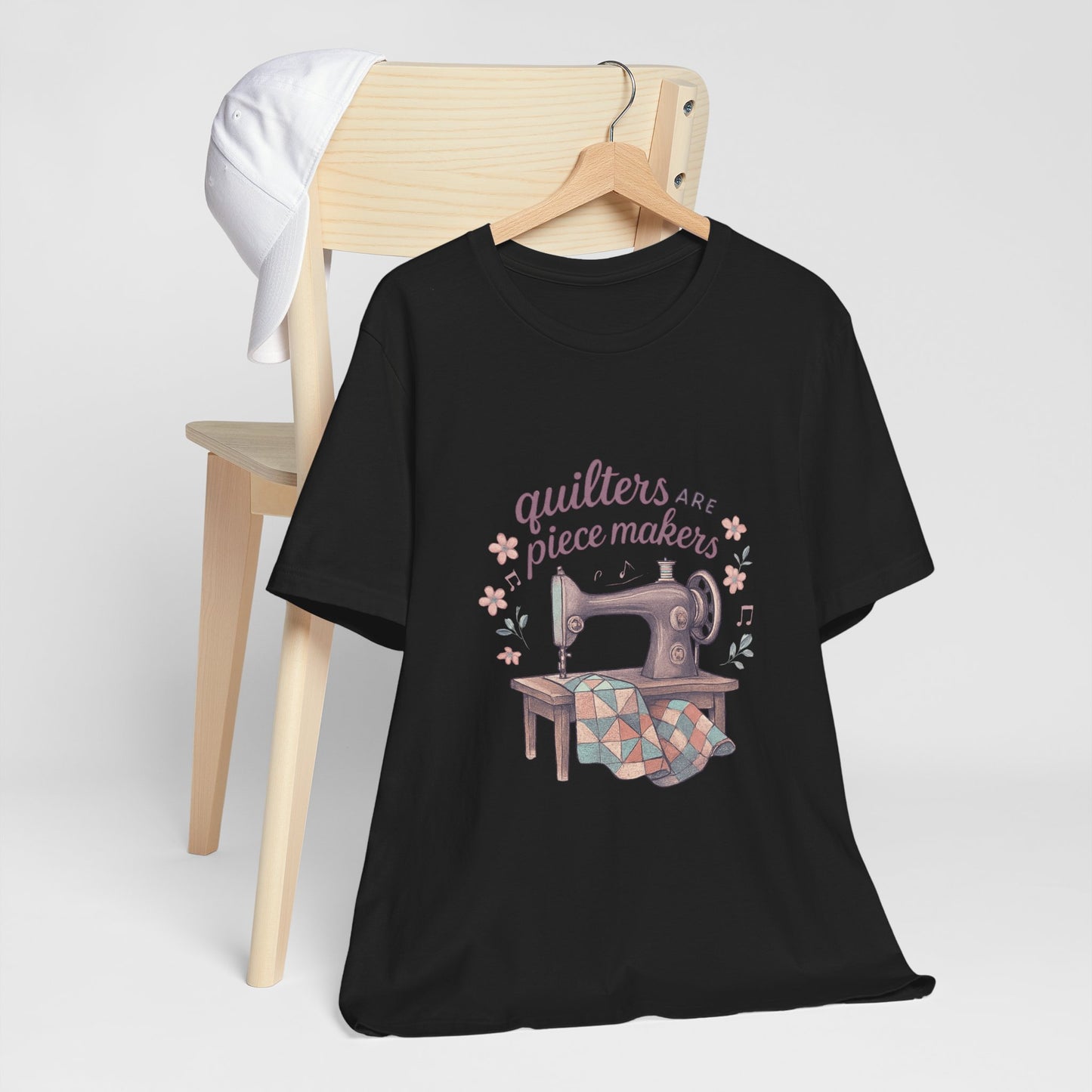 Show off your Quilting spirit with this cute quilting Tee, "Quilters are ipecemakers".