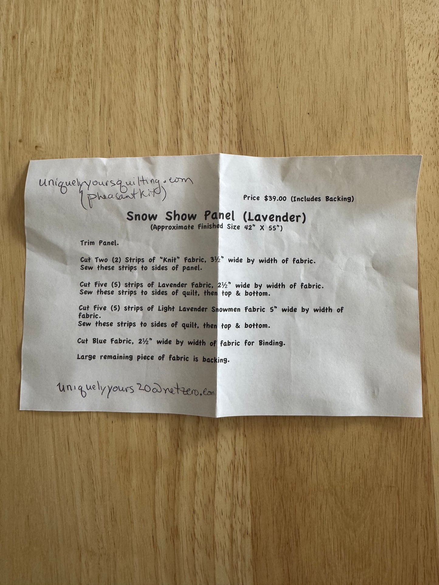 Snow Show Panel (Lavender) Quilt Kit